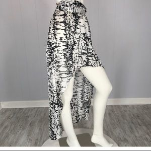 Forever 21 White Black High Low Skirt S Gold Zip